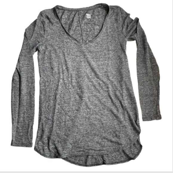 Dark Gray Mossimo Simple Basic V Neck Long Sleeve Tunic Top - Picture 1 of 3